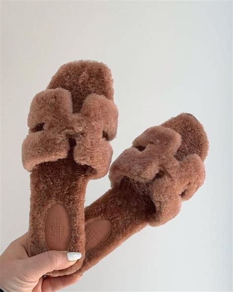 hermes fur slides|hermes sandals with ankle strap.